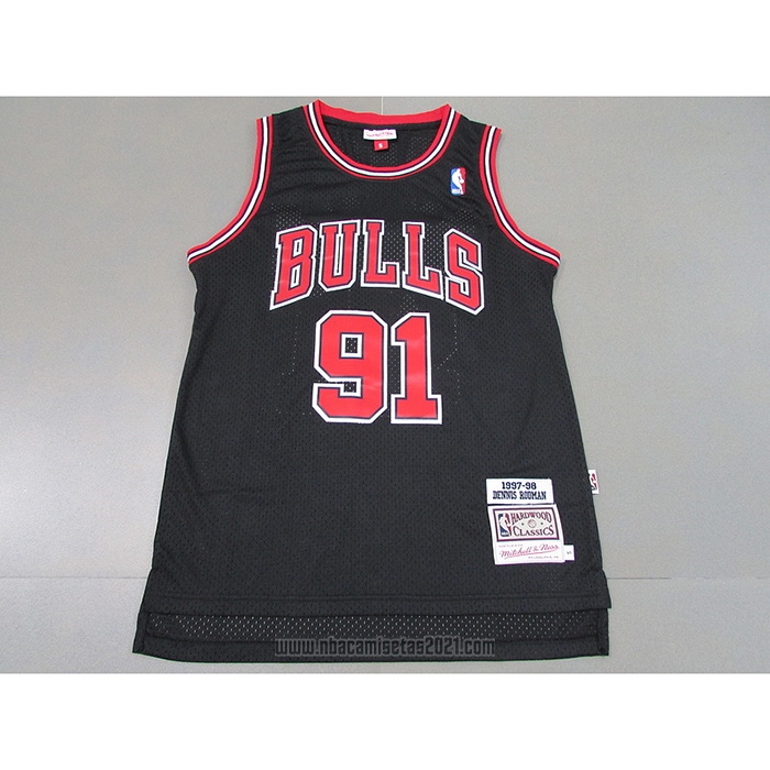 Camiseta Chicago Bulls Dennis Rodman #91 Mitchell & Ness 1997-98 Negro